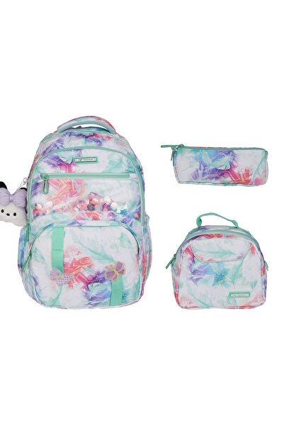 Relaxion Εισαγόμενο Πράσινο Τριπλό Σετ Παιδική Τσάντα Δημοτικού Σχολείου 1490