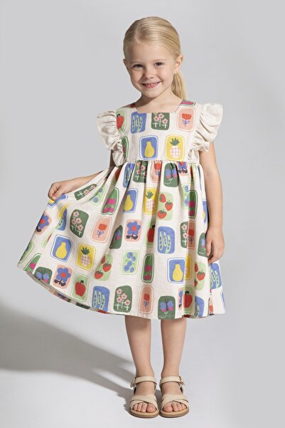 Karaniko Kids Κοριτσίστικο φόρεμα από βαμβακερό λινό με λεπτομέρεια στο πίσω ...