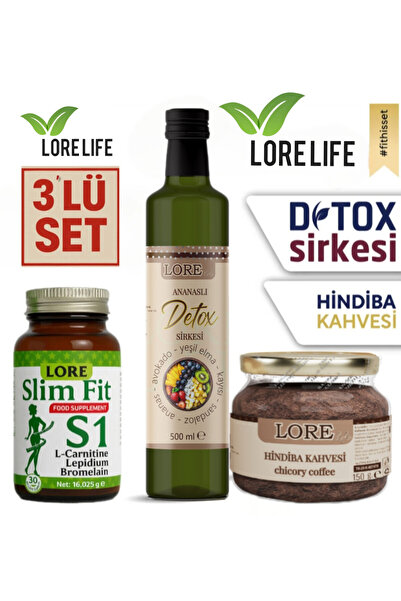LoreLife LORE SLİMFİT 30KP & HİNDİBA KAHVE & DETOX SUYU 3.LÜ SET