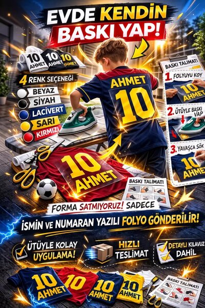 Outdoor One Forma arkası yazı SARI | Forma yazısı Tshirt baskı sayı yazı Form...