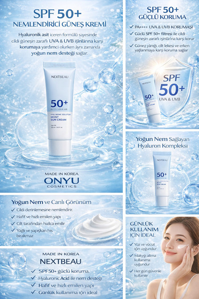 NEXTBEAU Hyaluronic Acid Sunscreen Spf50 Pa Intensive Moisturizing Skin Plump...