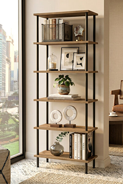 Yurudesign Noble Metal Kitaplık 6 Raflı 158cm Atlantik Çam Nb3-a