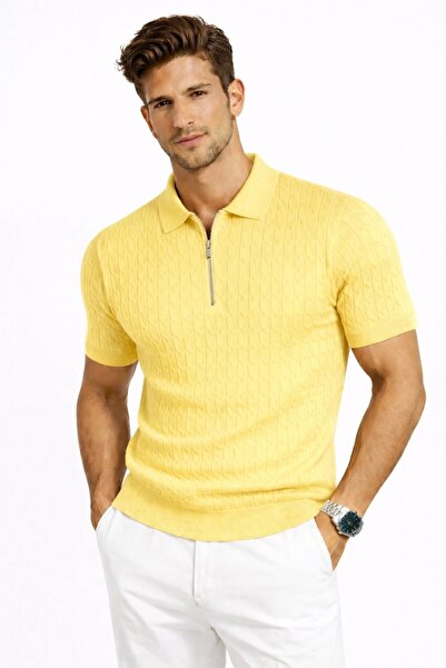 LUPERCUS Tricou bărbătesc cu guler polo, pulover tricotat, cu jumătate de fer...