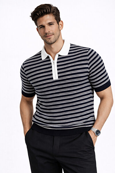 LUPERCUS Tricou pentru bărbați, negru, cu guler polo, pulover tricotat, cu ju...