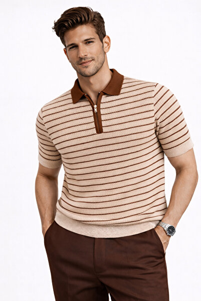 LUPERCUS Tricou bărbătesc cu guler polo, pulover tricotat, cu jumătate de fer...