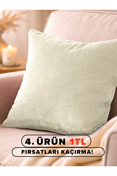 Light Cream Linen Texture Stylish Decorative Pillow Case Hidden Zipper Modern Living Room Pillow