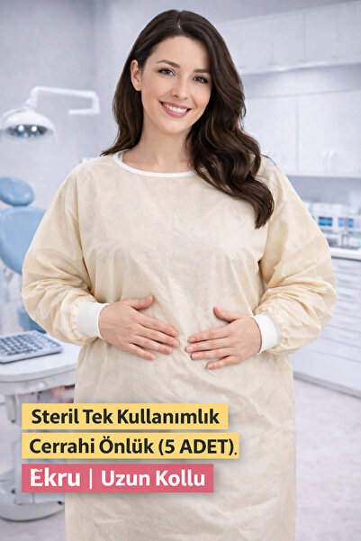 Tom Lena Tek Kullanımlık 5 'li Cerrahi Box Önlük Ultrasonıc Üretim XL