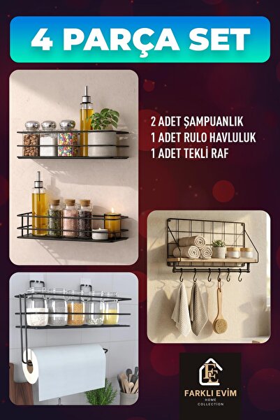 farklı evim 🛁   4-Piece Bathroom Organizer Set – Organized and Stylish Use