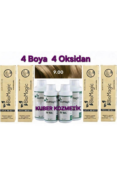 BIOMAGIC 9.00 Sarı Organik İçerikli Amonyaksız Kalıcı Saç Boyası 4Boya+4 Oksidan