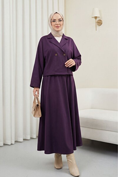 HİJABAYA Σετ από τσόχα με φούστα με ένα κουμπί