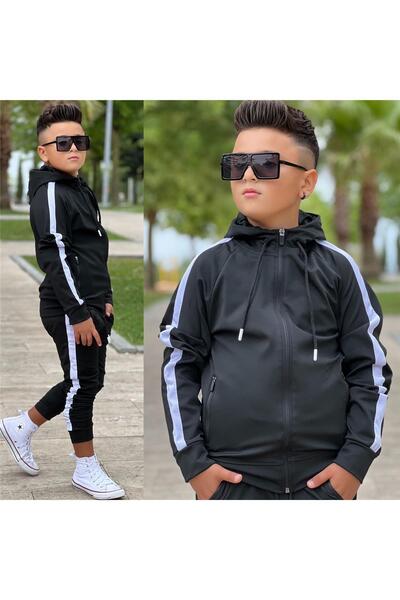 Zaziko Kids Unisex Παιδικό Σετ Φόρμας με Λεπτομέρεια Ρίγας και Κουκούλα 1903