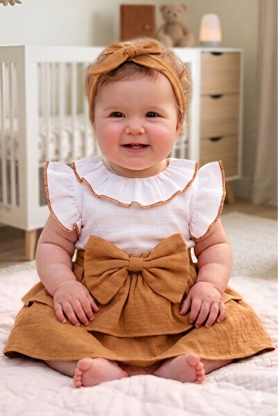 ipek atlas Βρεφικό και παιδικό κοντομάνικο φόρεμα Muslin Bandana