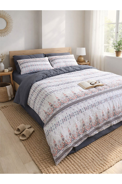 MyStory Home Σετ Παπλωματοθήκη Διπλό Σεντόνι με Ελαστικό Estilla Füme