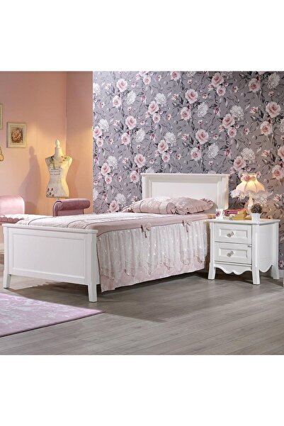 Meltem Dream Beyaz Genç Odası Tek Kişilik Amortisörlü Bazalı Karyola