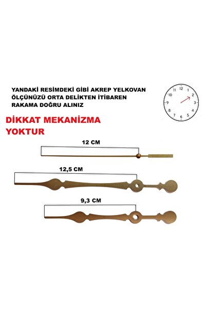 CNR SHOP Duvar Saati Saat Mekanizması İçin Büyük Boy Akrep Yelkovan Saniye Se...