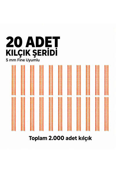 ALBERTOS Turuncu 5 mm Fine Kılçık 20 Şerit 2.000 Adet Etiketleme Kılçık Türba...
