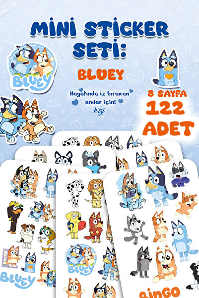 KiziHediye Bluey Mini Sticker Seti – Çocuk Sticker, Laptop Defter Etiketleri,...
