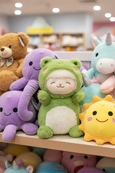 Miniso Lisanslı Kostümlü Kuzu Peluş Oyuncak Kurbağa Tasarımlı Yumuşak Figür 2...