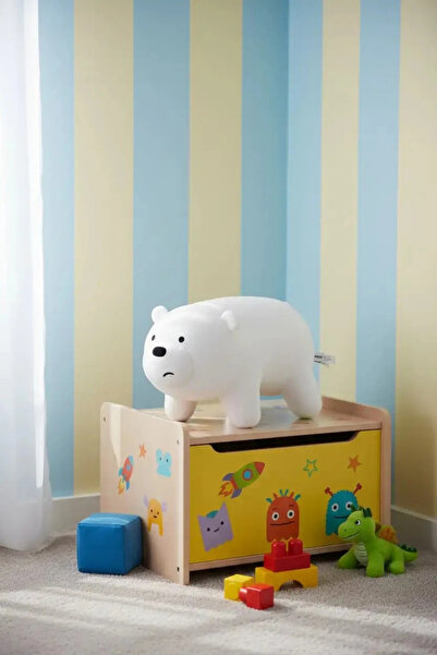 Miniso We Bare Bears Lisanslı Kutup Ayısı Peluş Oyuncak Yumuşacık Uyku Arkada...