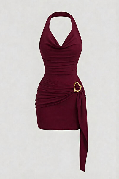 World Fashion Trends Γυναικείο μίνι φόρεμα DEGAJE HALTER με λεπτομέρεια αγκρά...