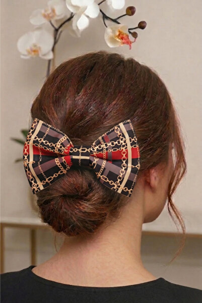 PETEK AKSESUAR Γυναικεία αγκράφα με μοτίβο αλυσίδας, μεγάλη, αυτόματη, με κλιπ