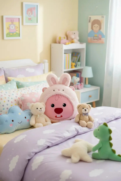 Miniso Zanmang Loopy Lisanslı Tavşan Kostümlü Dekoratif Peluş Yastık 40 cm