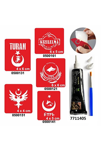 Airbrush Tattoo Türkçülük Sembolleri Hint Kınası Ile Geçici Dövme Yapma Seti