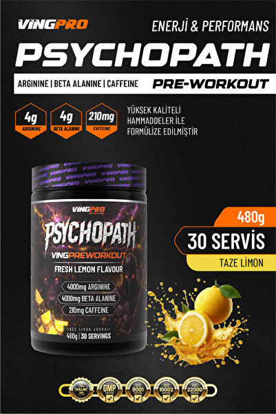 vingpro PRE-WORKOUT 480gr 30 SERVİS FERAH LİMON
