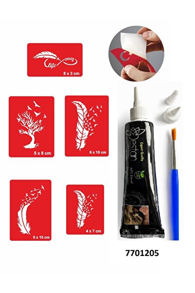 Airbrush Tattoo Tüy Ve Ağaç Desenleri Hint Kınası Ile Geçici Dövme Yapma Seti