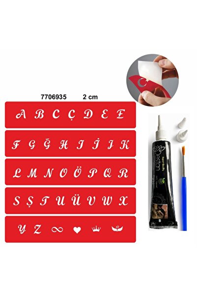 Airbrush Tattoo Alfabe Büyük Harfler Hint Kınası Ile Geçici Dövme Yapma Seti
