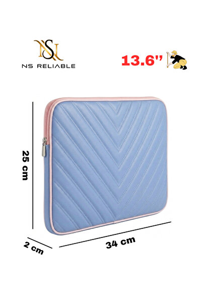 NS reliable 13-13.6 inç Macbook Air Pro Uyumlu Deri Laptop Çantası - Koruyucu Kılıf ve Laptop M2 M3-Mavi