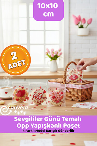 İstisna Sevgililer Günü Temalı 10x10 Cm Opp Yapışkanlı Poşet 4 Farklı Model