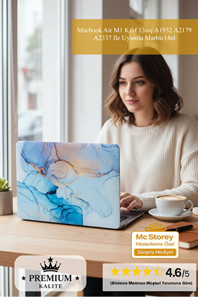 Mcstorey Macbook Air M1 Kılıf 13inç A1932 A2179 A2337 Ile Uyumlu Marble14nl