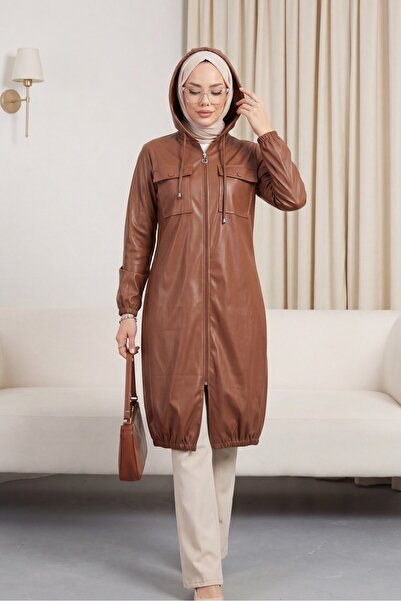 HİJABAYA Δερμάτινο καπάκι με φερμουάρ με τσέπη με κάλυμμα