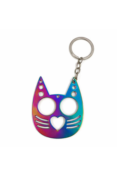 Z&T ACCESORIES Holographic Rainbow Cat Keychain