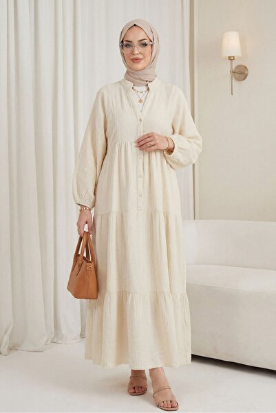 Modamorfo Φόρεμα μουσελίνας με λαιμόκοψη V και ελαστικά μέρη στα μανίκια - πέ...