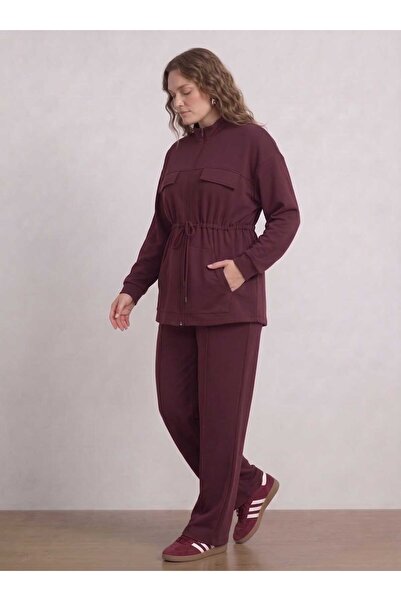 ALİA Modern Form Large Size Suit - Plum -