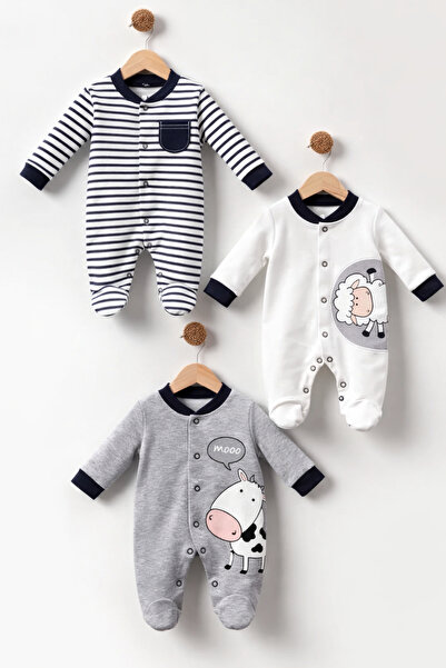 Bubito مجموعة من 3 رومبرز للأطفال مع صور لحم خروف وبقرة