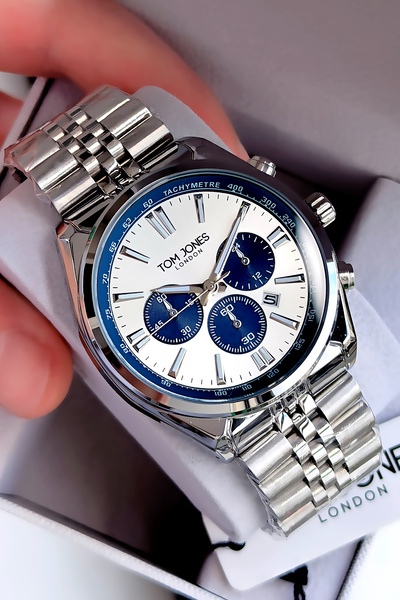 Tom Jones London Original Men's Watch Wristwatch 3 Atm Water Resistant Silver...
