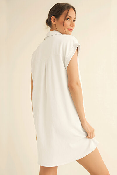 Modamorfo Γιακάς πουκαμίσου Με τσέπες Μονό ζέρσεϊ Φόρεμα από χτενισμένα βαμβα...