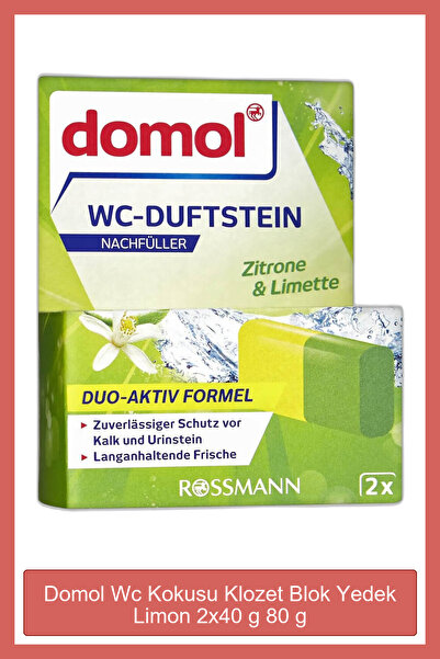 DOMOL Wc Kokusu Klozet Blok Yedek Limon 2x40 g 80 g