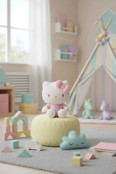 SANRIO Lisanslı Hello Kitty Peluş Oyuncak 25 Cm – Oturan Yumuşacık Fiyonklu T...