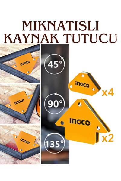 KAYRA LEATHER CRAFT 6'lı SetMıknatıslı Kaynak Tutucu Manyetik Gönye Seti Kayn...