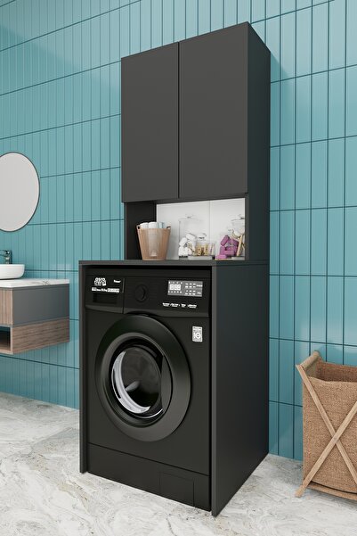 asratrend Lüks 2 Kapaklı Çamaşır Makinesi Dolabı %100 MDF 2 Kapaklı Çok Amaçl...