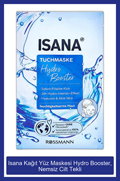 ISANA Kağıt Yüz Maskesi Hydro Booster, Nemsiz Cilt Tekli