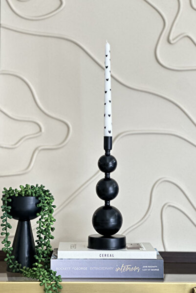 Kübra Özdemir Store Truva Modern Metal Şamdan Siyah Ev Dekoru Mumluk