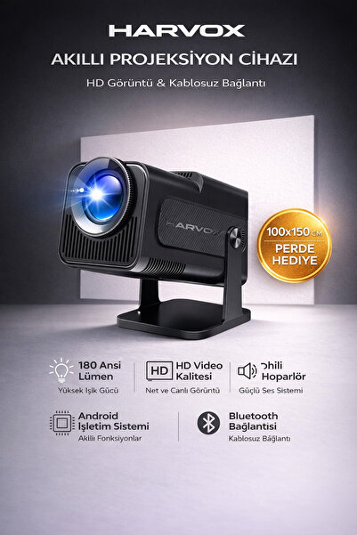 HARVOX HY320 Mini Projeksiyon Cihazı Taşınabilir Android Sistemli Wifi HDMI U...