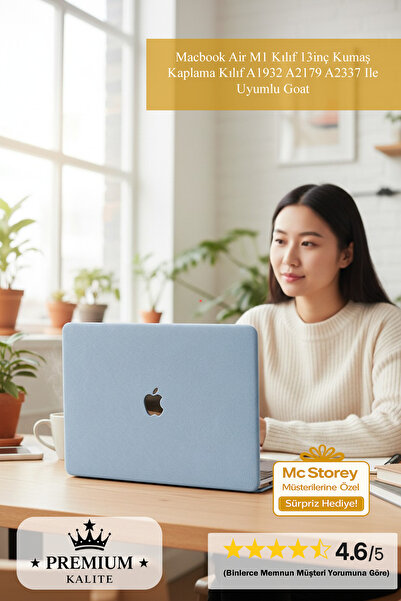 Mcstorey Macbook Air M1 Kılıf 13inç Kumaş Kaplama Kılıf A1932 A2179 A2337 Ile...
