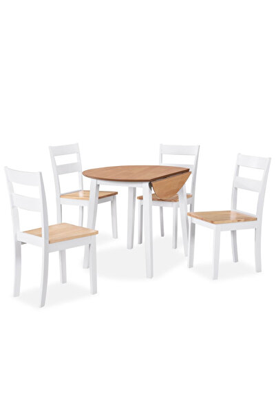 Concept Set mobilier de bucătărie, 5 piese, MDF și lemn de hevea, alb