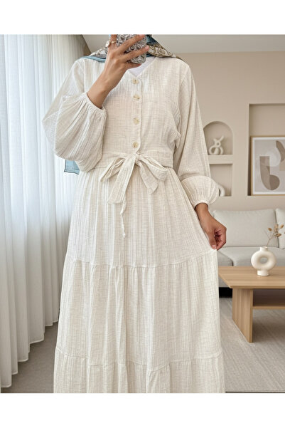 Modamorfo Λινό σετ με μπλούζα με δέσιμο στη μέση, μανίκια νυχτερίδα και μανικ...